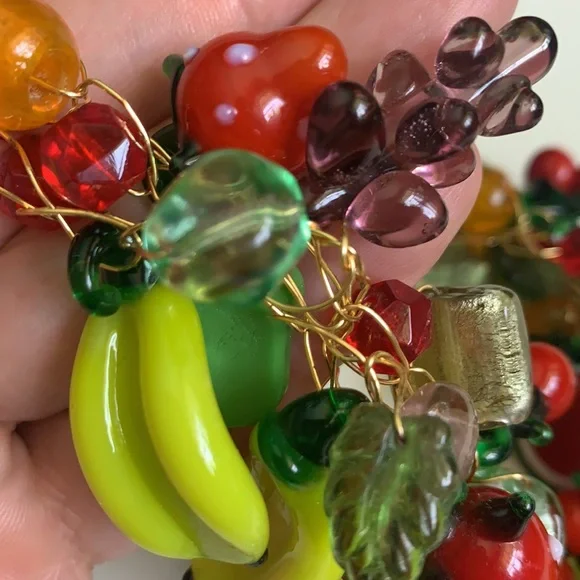 Sold 💐Fruity Murano glass statement Necklace - Picture 8 of 12